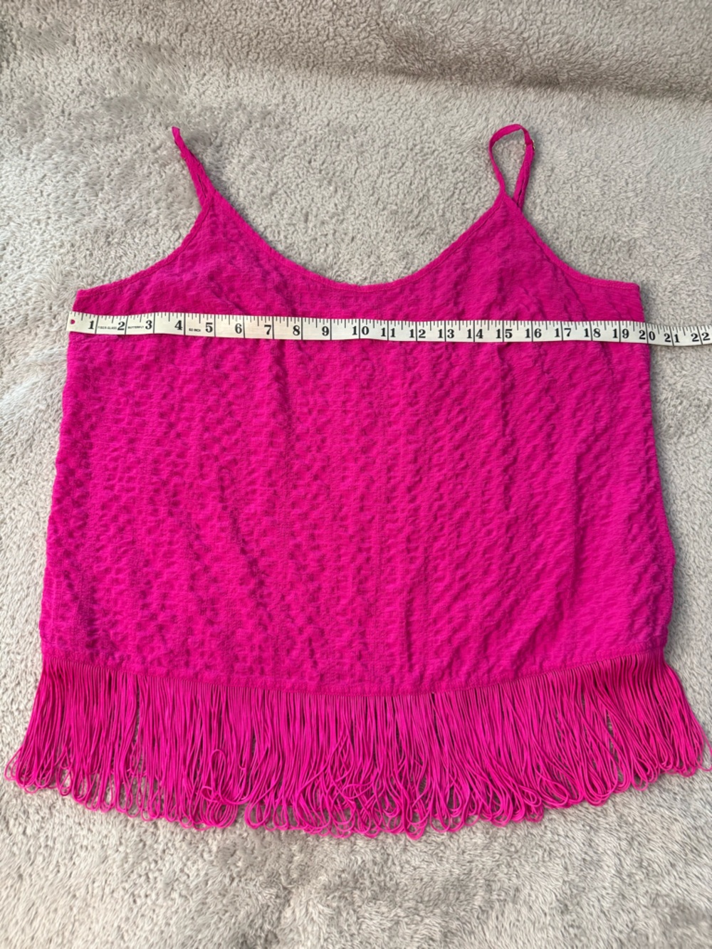 Lilly Pulitzer Pink Fringe Tank Top Size L Boho Festival Textured Cami Summer - Picture 5 of 8